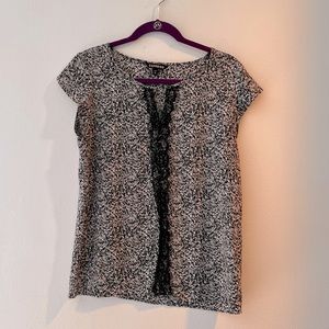 Express Women’s blouse, black and white with center lace detail size medium